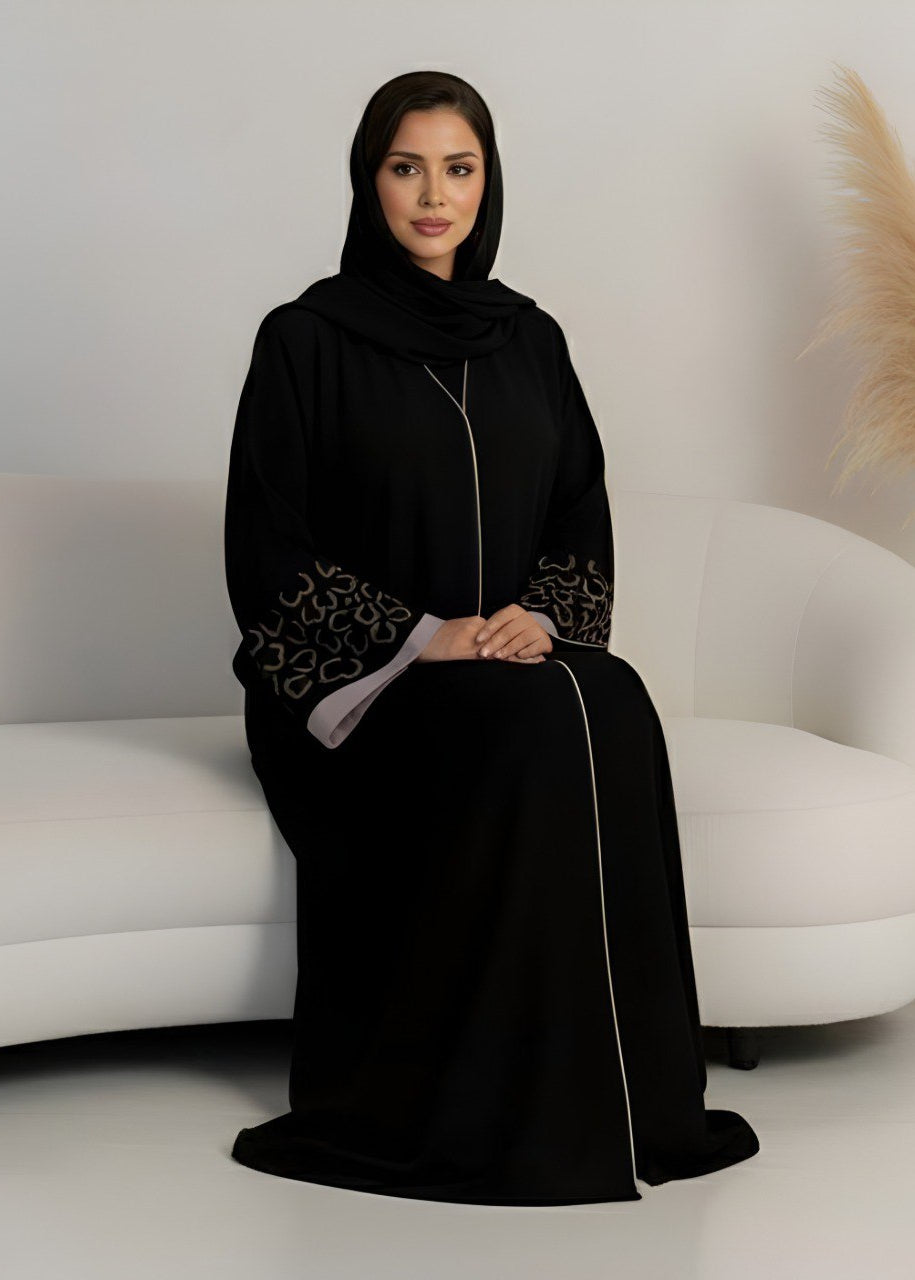 RAHEEN HANDWORK ABAYA | BLK2PNK