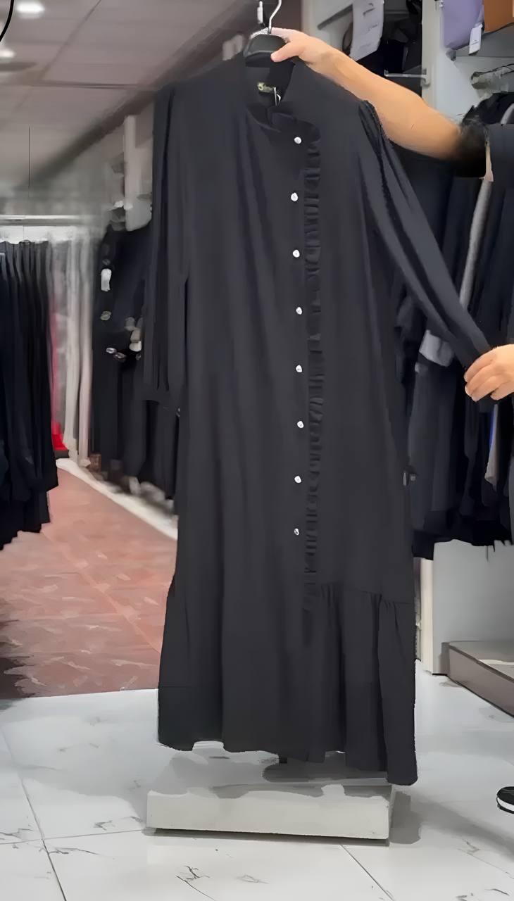 MAYSHAH FRONT OPEN ABAYA | BLACK