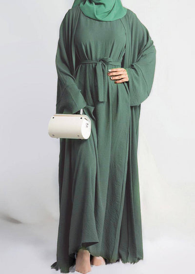 DUBAI CRUSH DOUBLE SHRUG ABAYA | SEA GREEN