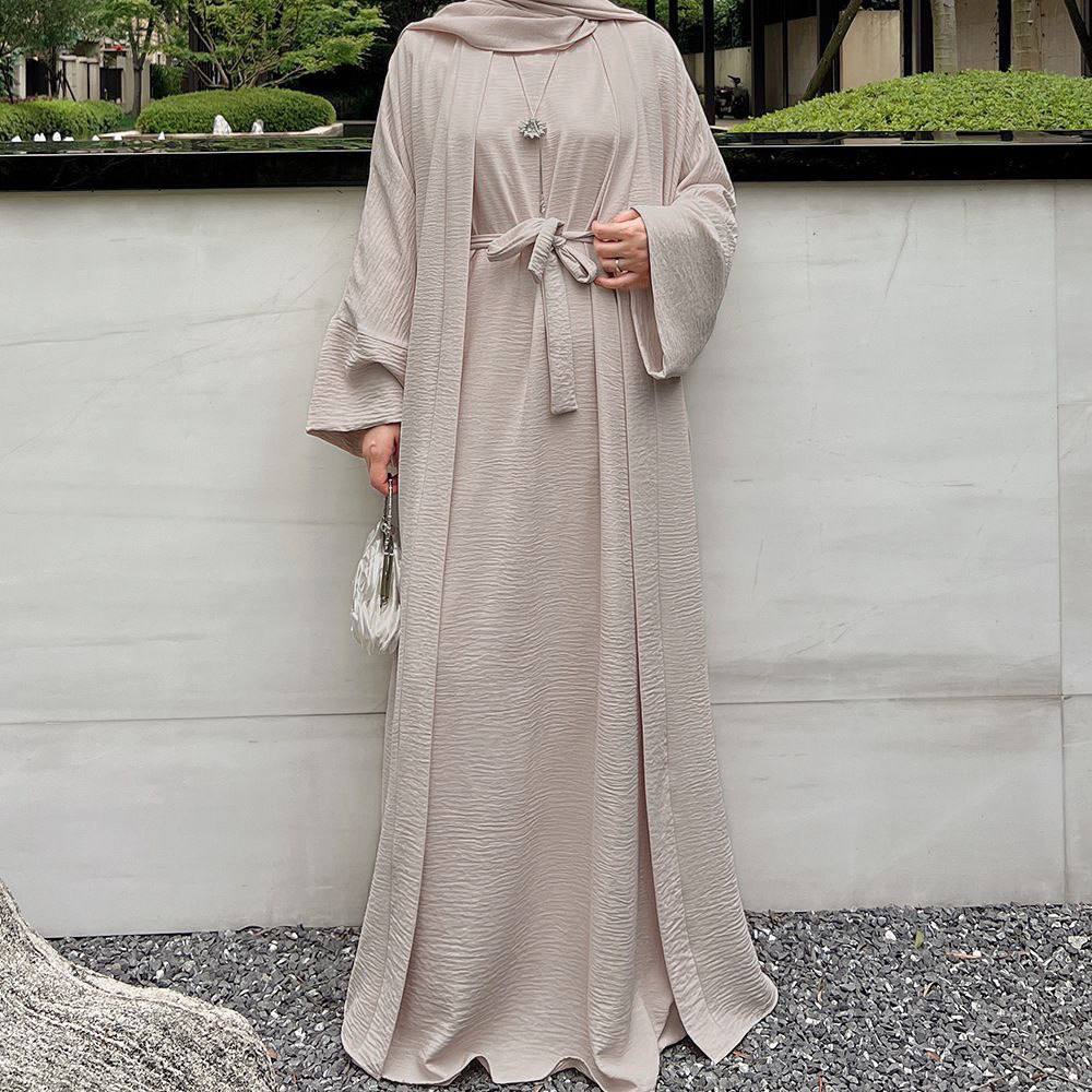 Original Dubai Crush Double Shrugs Abaya BEIGE ( Limited - Stock )