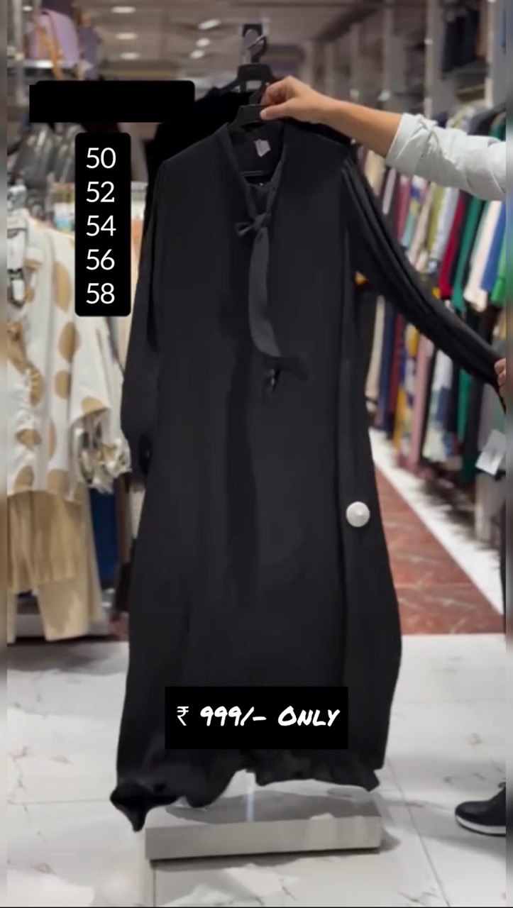 SUMBUL Front Open Zipper Abaya BLACK ( New Launch )