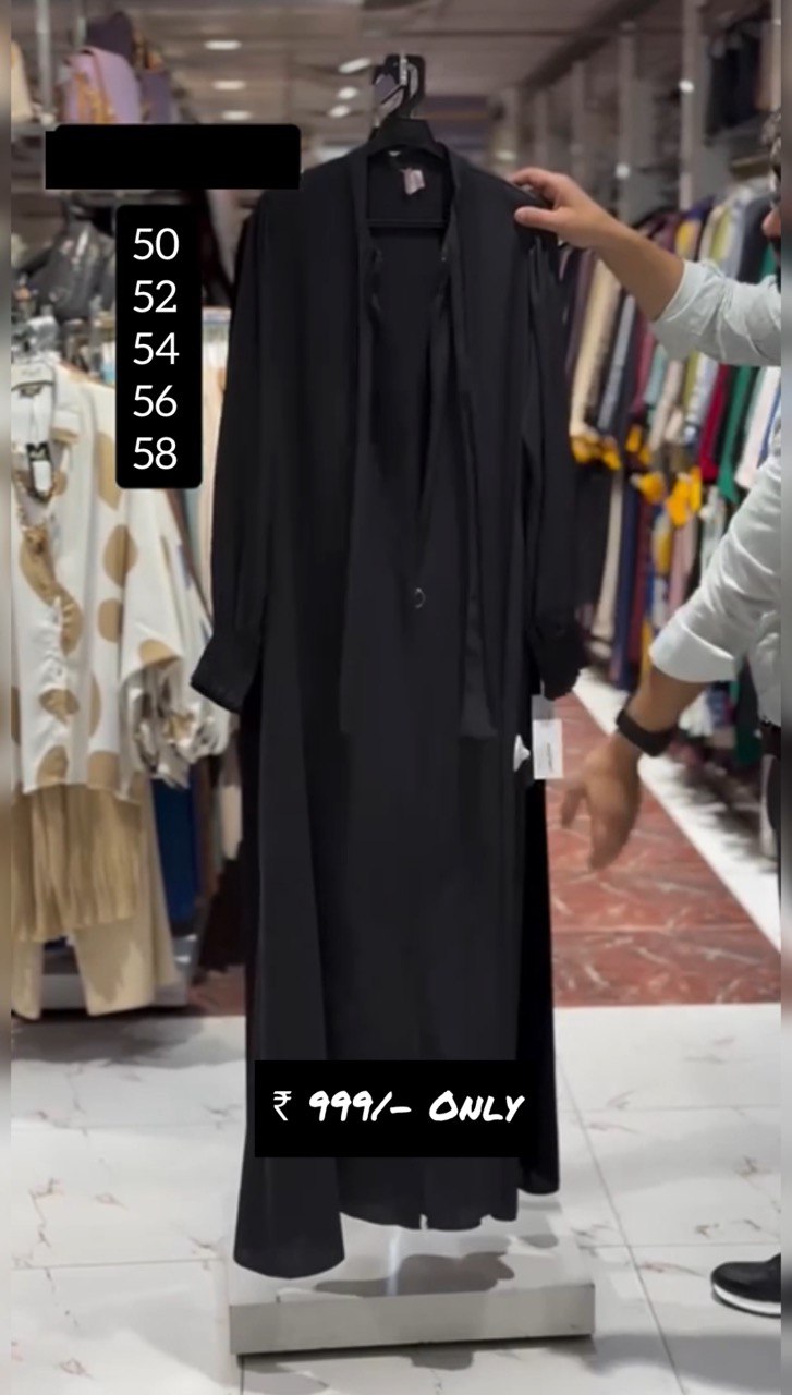 SUMBUL Front Open Zipper Abaya BLACK ( New Launch )