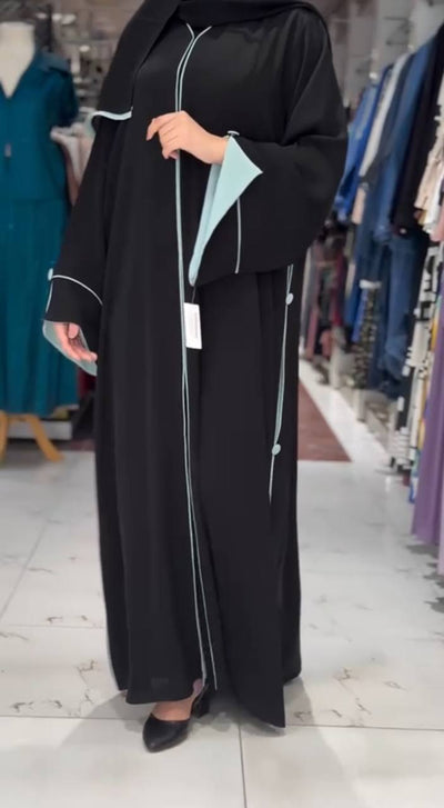 IFFAT FRONT OPEN ABAYA | SEA GREEN
