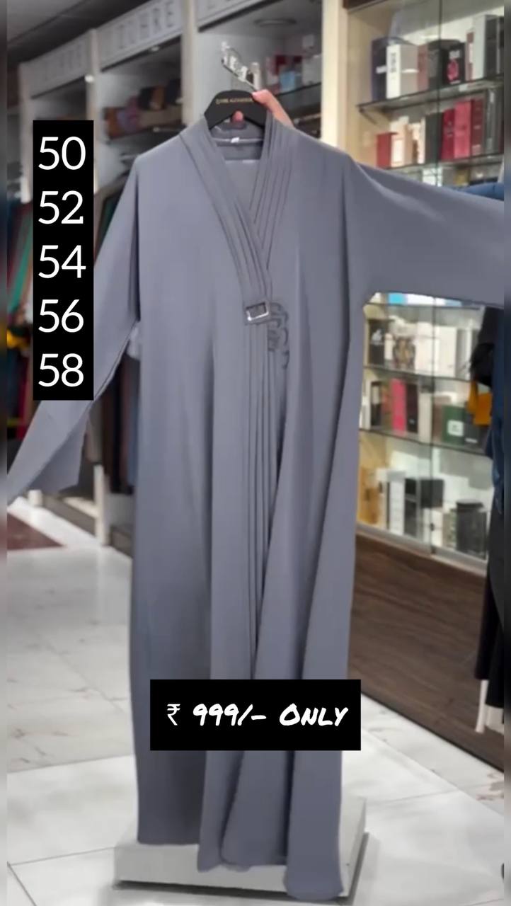 Maliha Cimono Front Open Abaya Gray ( New Launch )