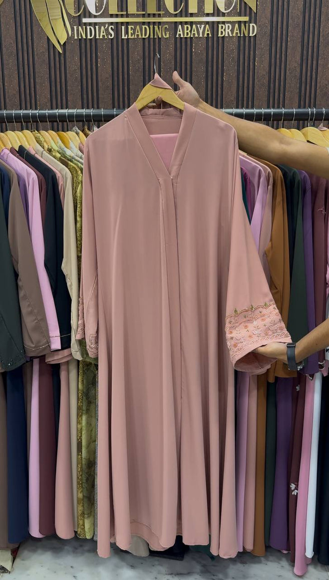 RUBA HANDWORK ABAYA | PEACH