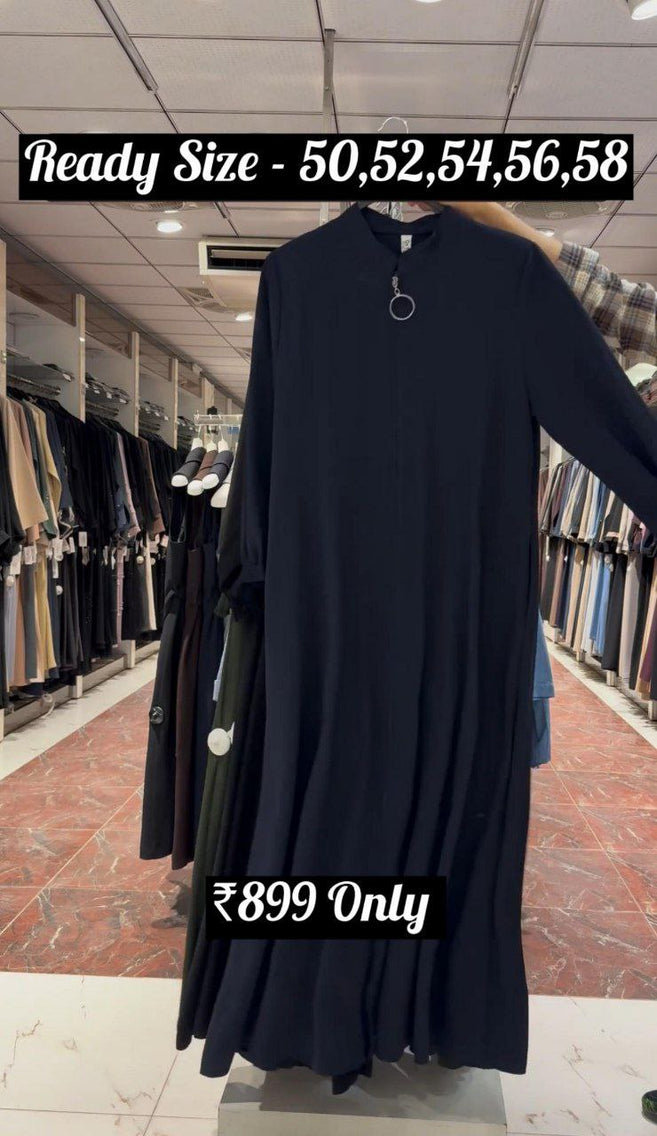 MEHNAAZ PINTEX ZIPPER ABAYA | NAVY BLUE