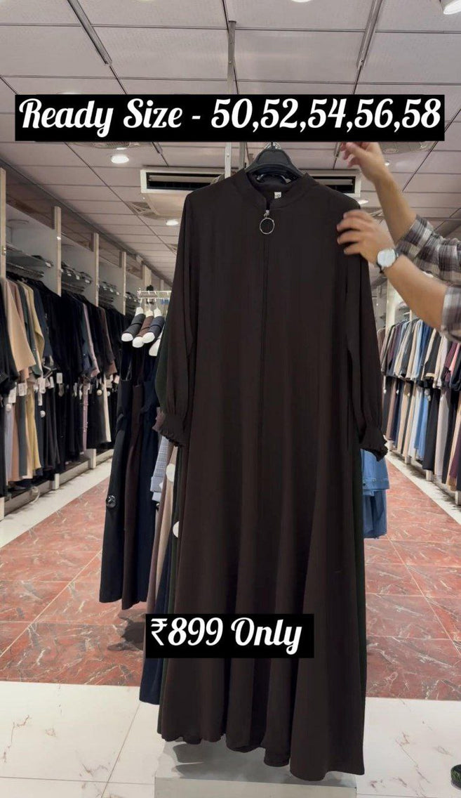 MEHNAAZ PINTEX ZIPPER ABAYA | COFFEE
