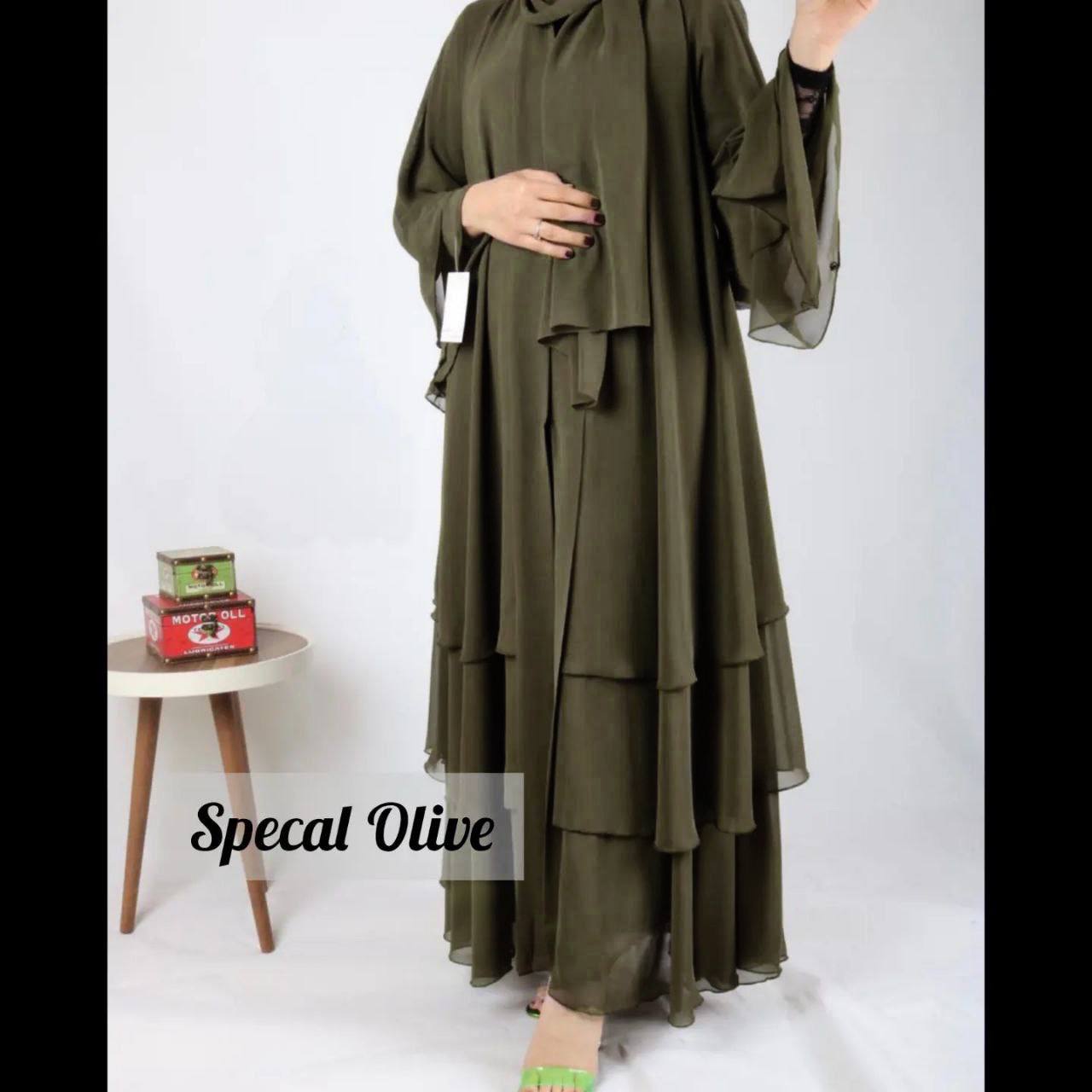 Demanded 3 layared Abaya ( SPECIAL OLIVE )