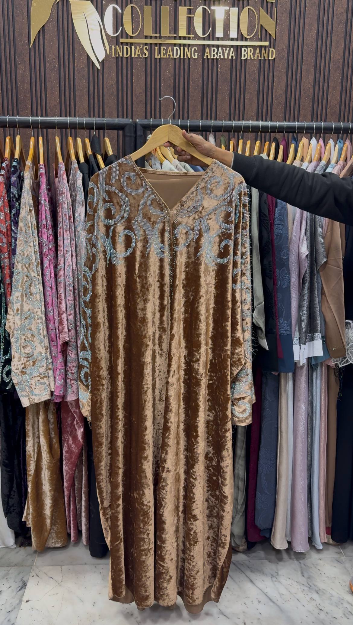 KAIFIYA VELVET KAFTAN ABAYA | GOLDEN