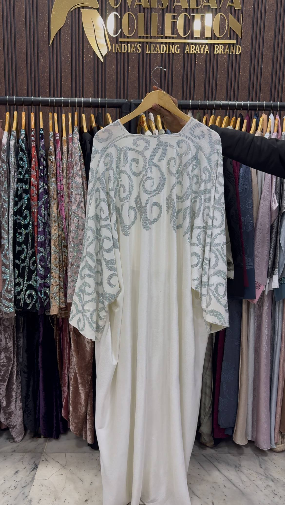 KAIFIYA VELVET KAFTAN ABAYA | WHITE