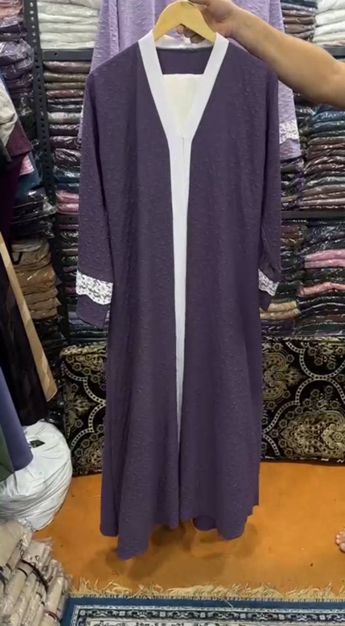 Imama Premium Embos Cut Net Sleeves Abaya PURPLE ( New Launch )