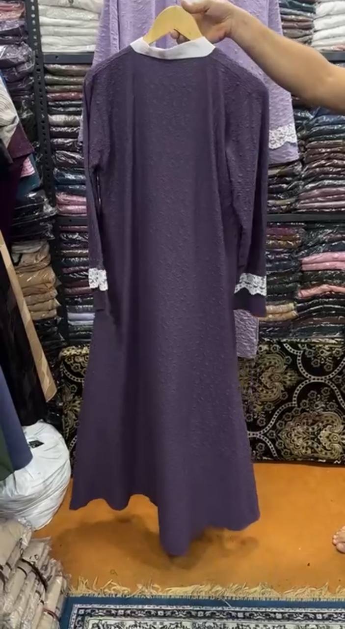 Imama Premium Embos Cut Net Sleeves Abaya PURPLE ( New Launch )