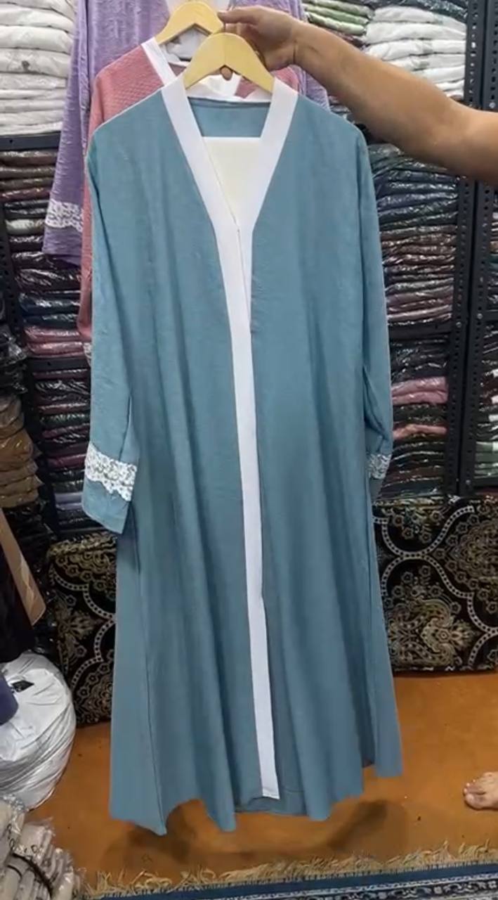 Imama Premium Embos Cut Net Sleeves Abaya BLUE GREEN ( New Launch )