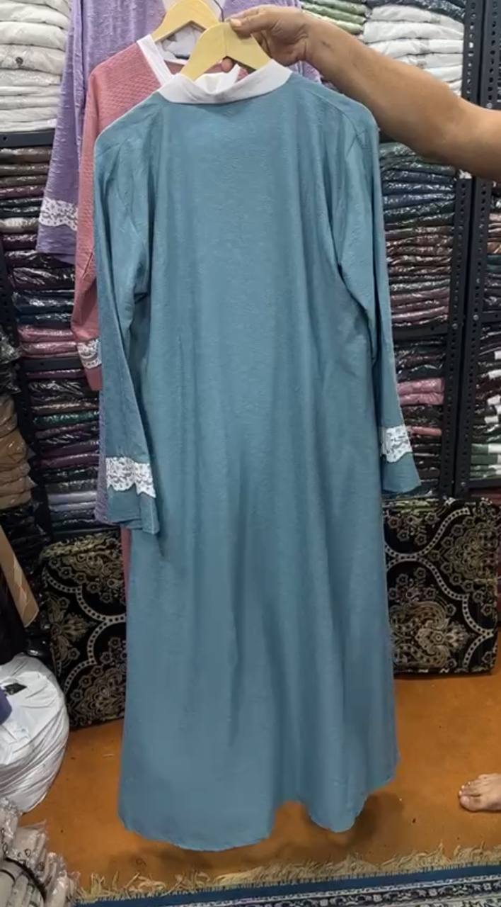 Imama Premium Embos Cut Net Sleeves Abaya BLUE GREEN ( New Launch )