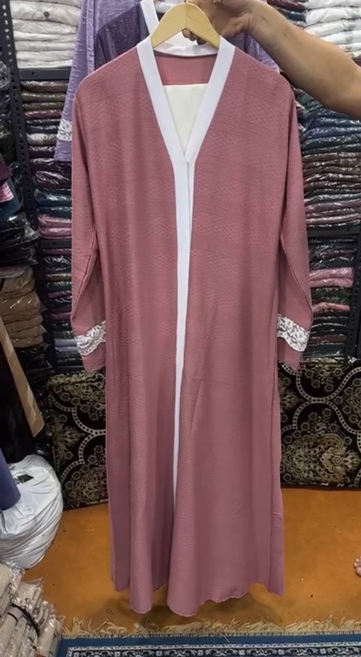 Imama Premium Embos Cut Net Sleeves Abaya FLAMINGO ( New Launch )