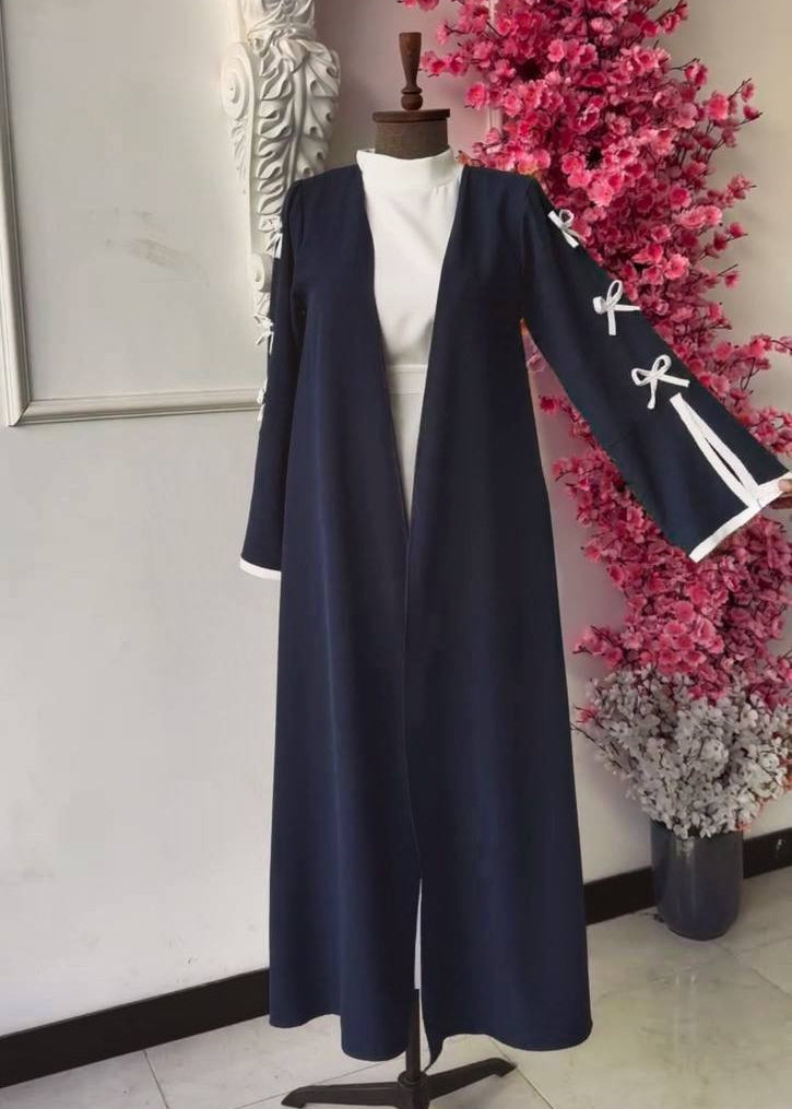 NAYLAH DOUBLE SHRUG BOW ABAYA | D-GRAY