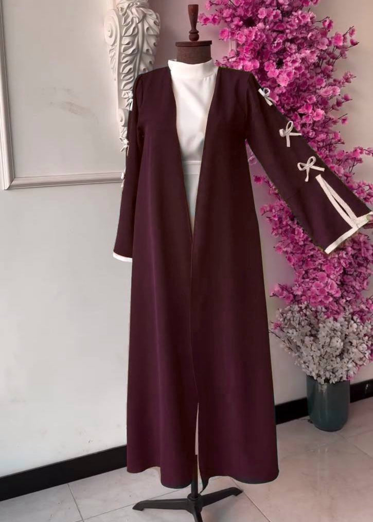 NAYLAH DOUBLE SHRUG BOW ABAYA | DUSTY PINK