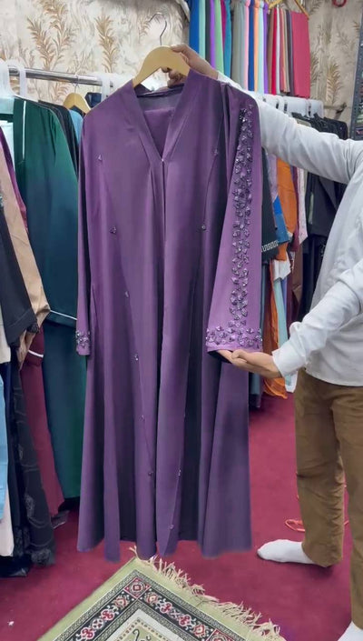 AL-HANA FRONT OPEN ABAYA | PURPLE