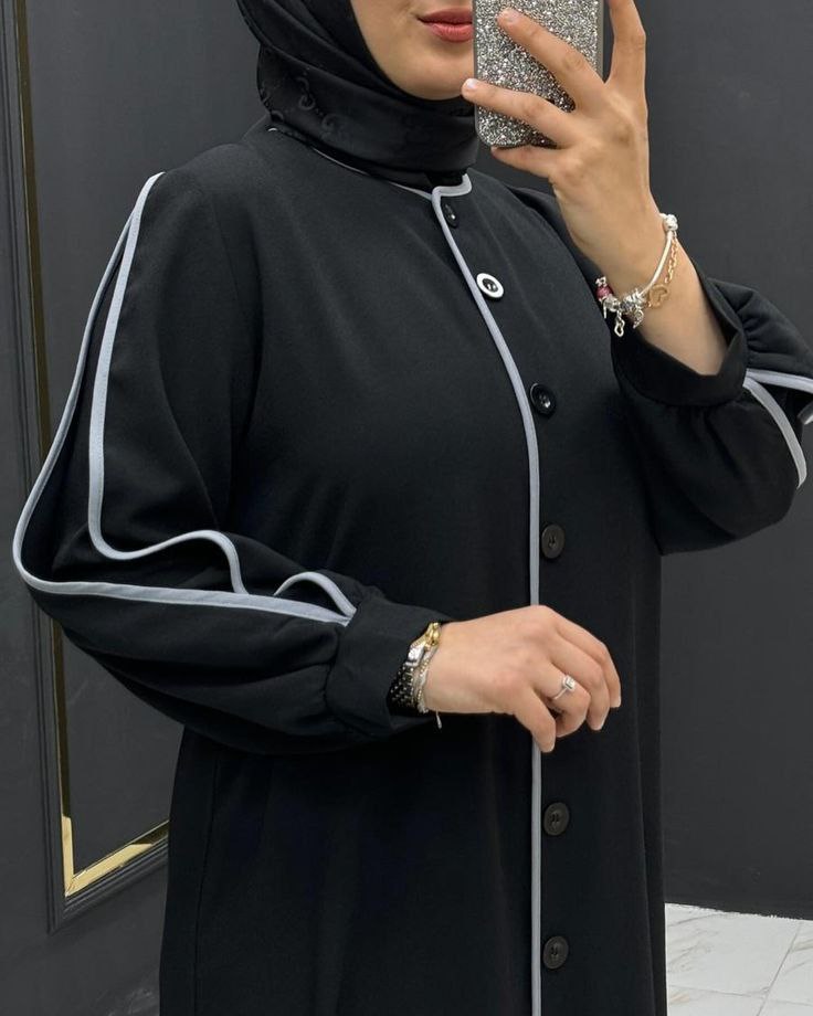 Nima Front Open Abaya BLACK ( NEW LAUNCH )