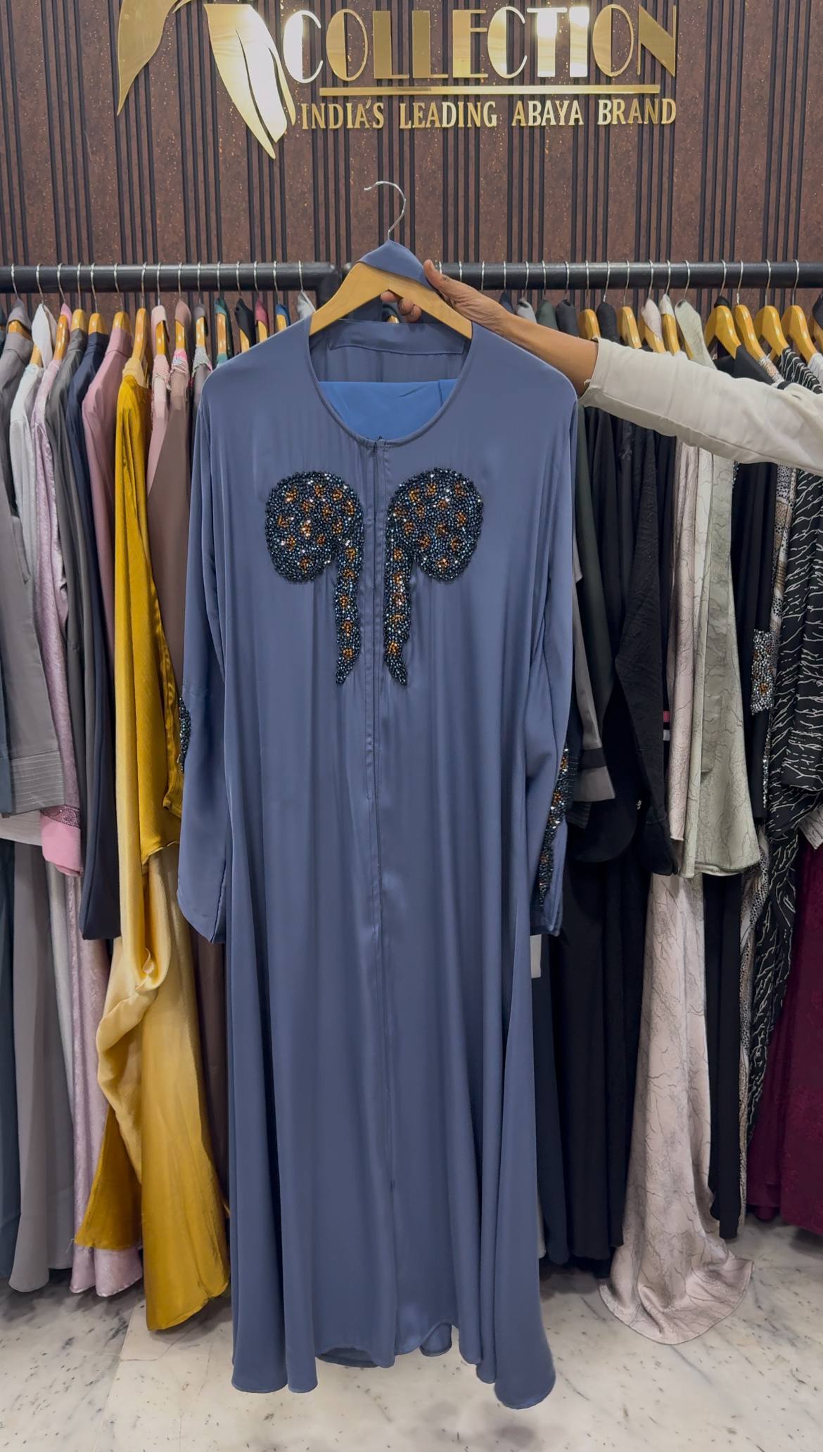 RUKHSAR FRONT OPEN ABAYA | GRAY