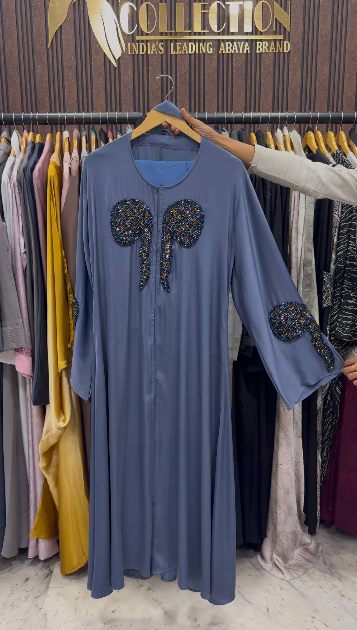 RUKHSAR FRONT OPEN ABAYA | GRAY