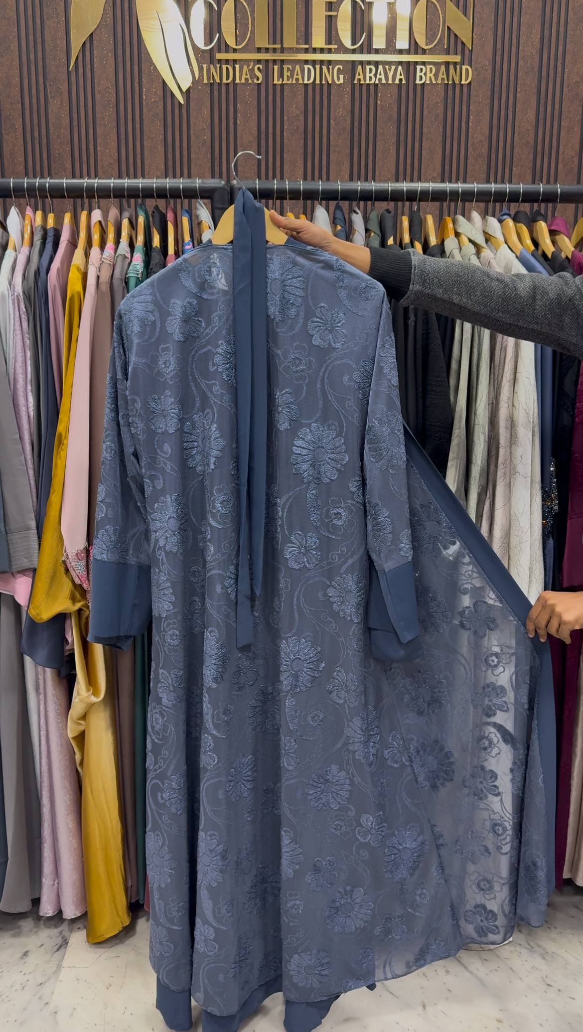 KUBRAH EMBOS DOUBLE SHRUG ABAYA | GRAY