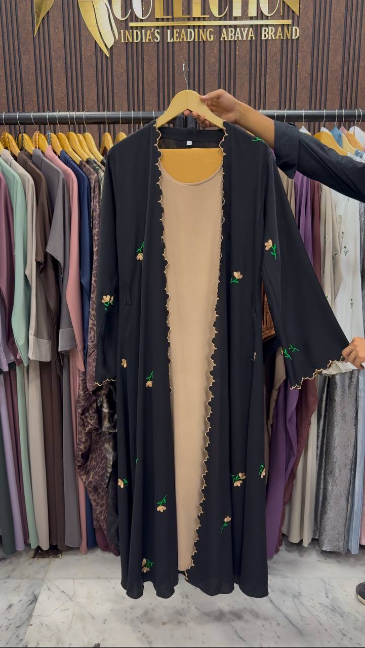 TEHMINA DOUBLE SHRUG ABAYA | GOLDEN