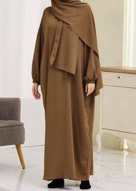 HEEBA LASTIC SLEEVE ABAYA | NEW COPPER