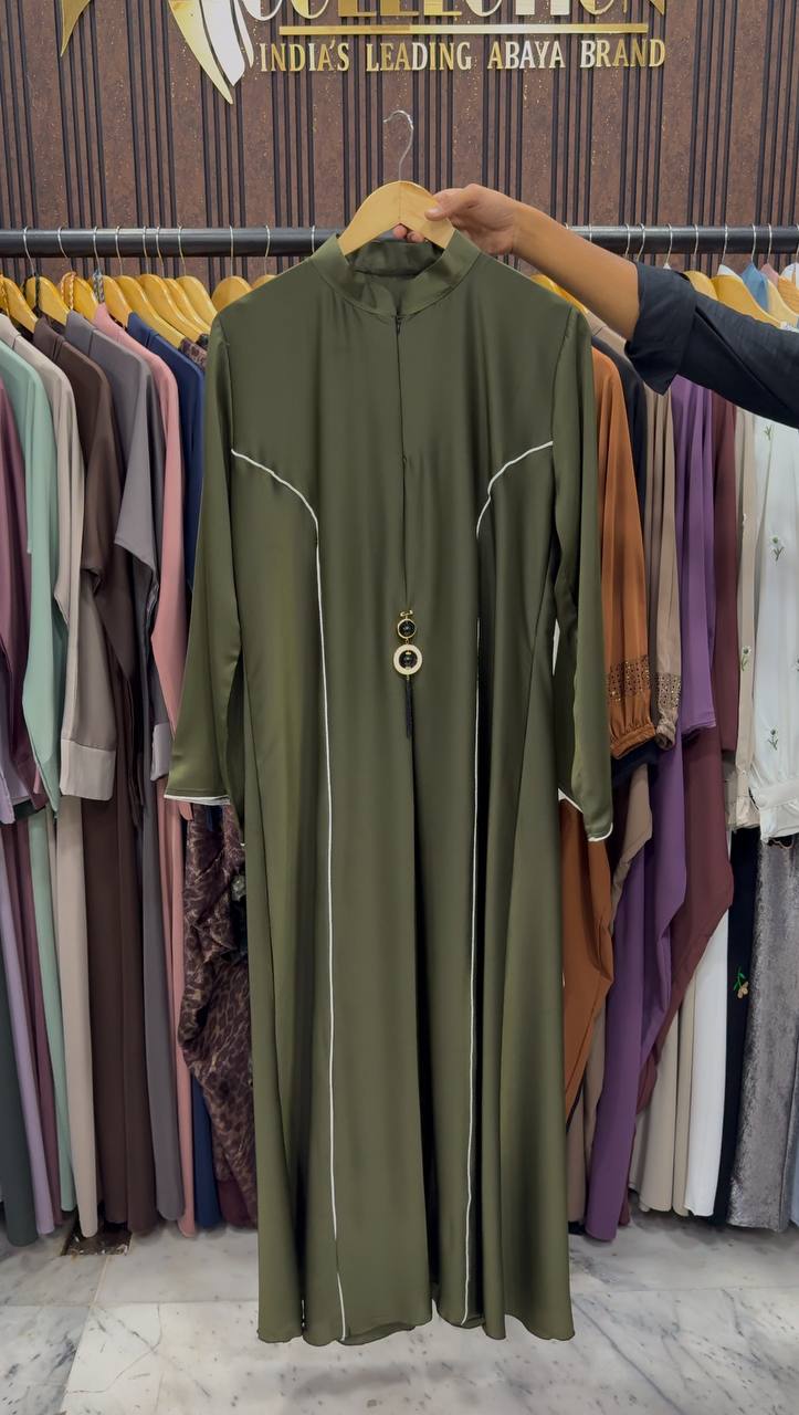 MAYA ELEGANT CLOSED ABAYA | OLIVE