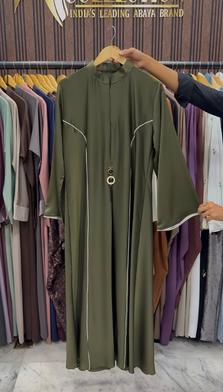 MAYA ELEGANT CLOSED ABAYA | OLIVE