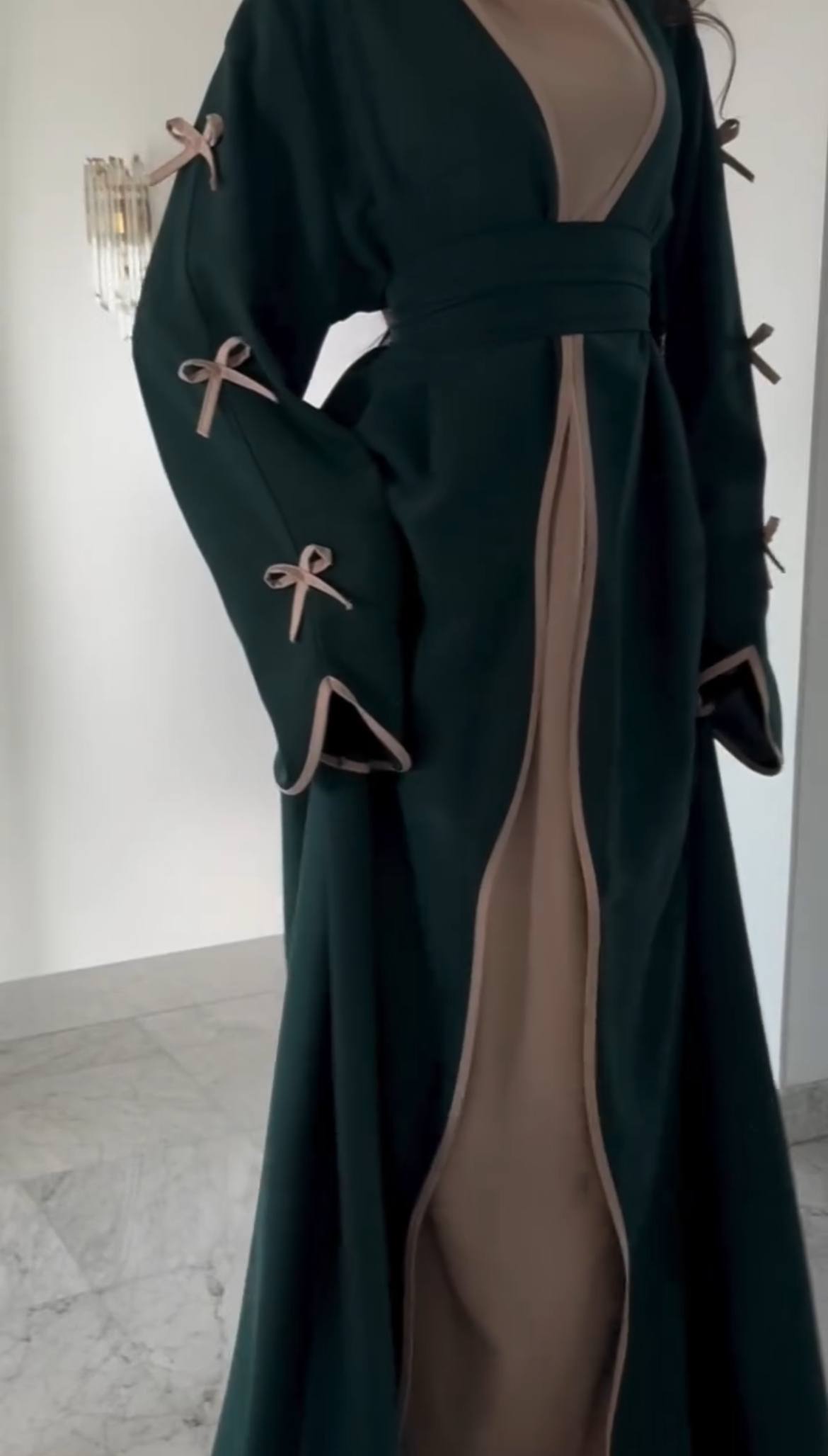 ZOE DOUBLE SHRUG BOW ABAYA | TEAL