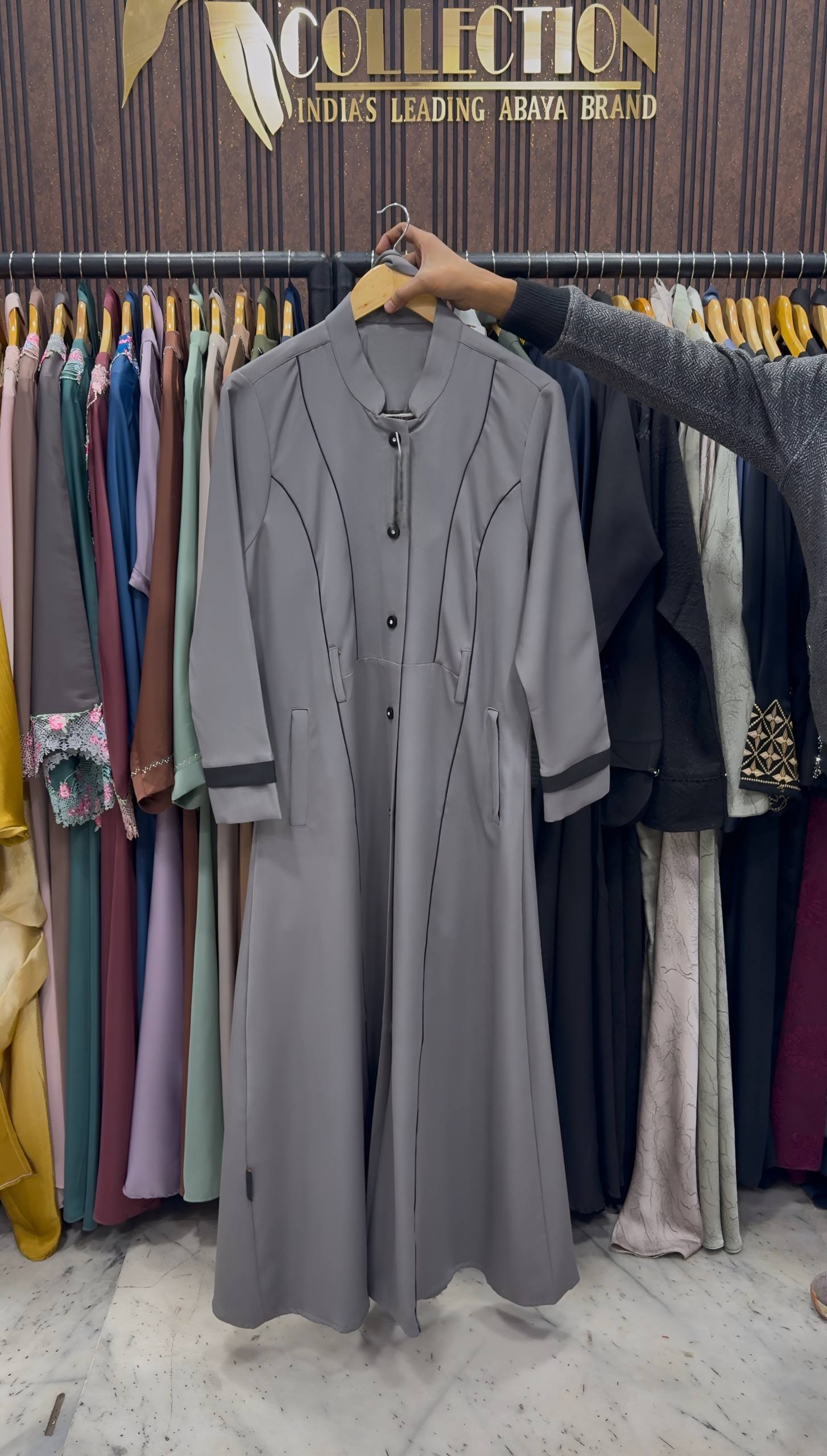 YALINA COAT STYLE ABAYA | D-GRAY