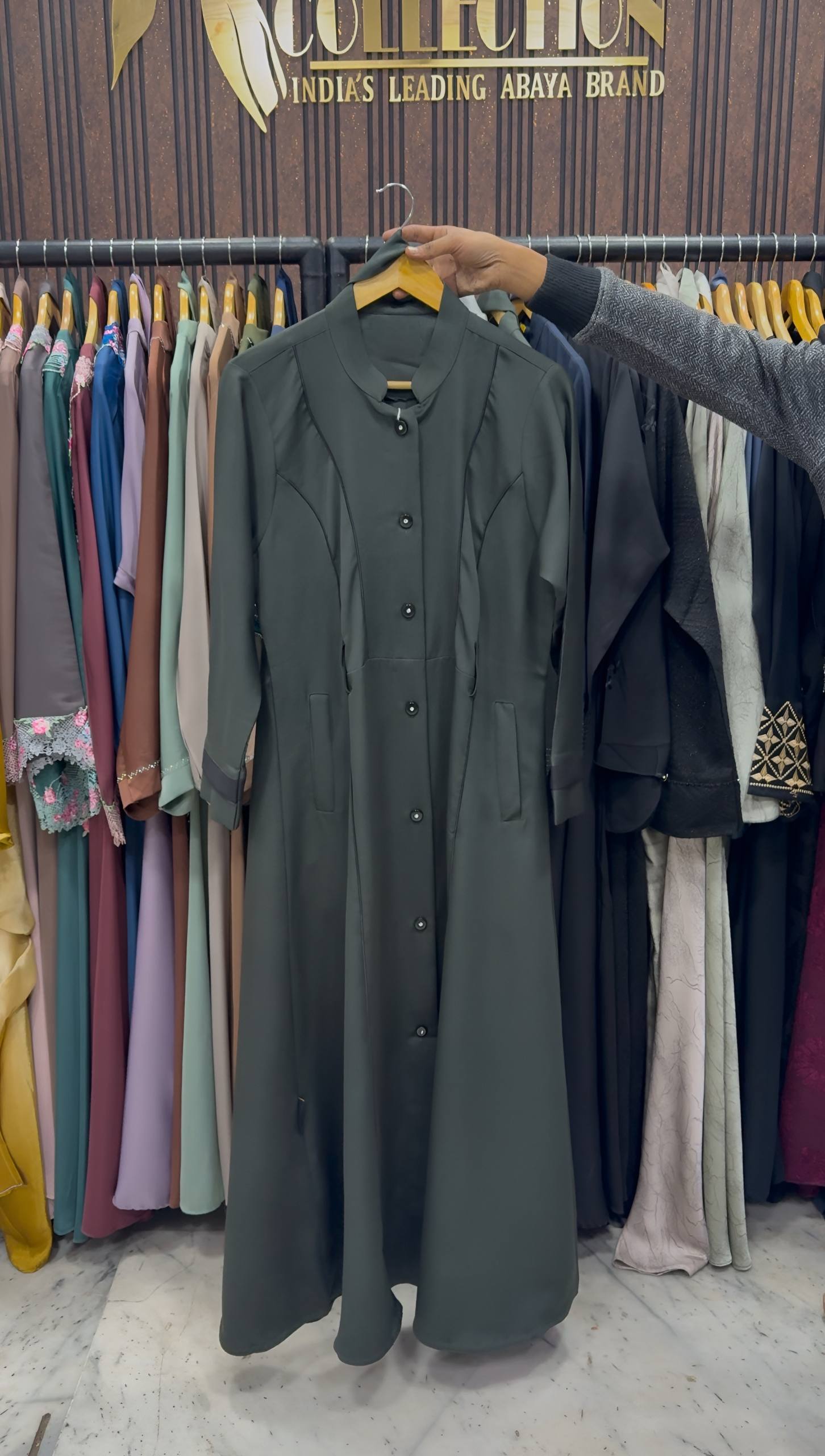 YALINA COAT STYLE ABAYA | OLIVE
