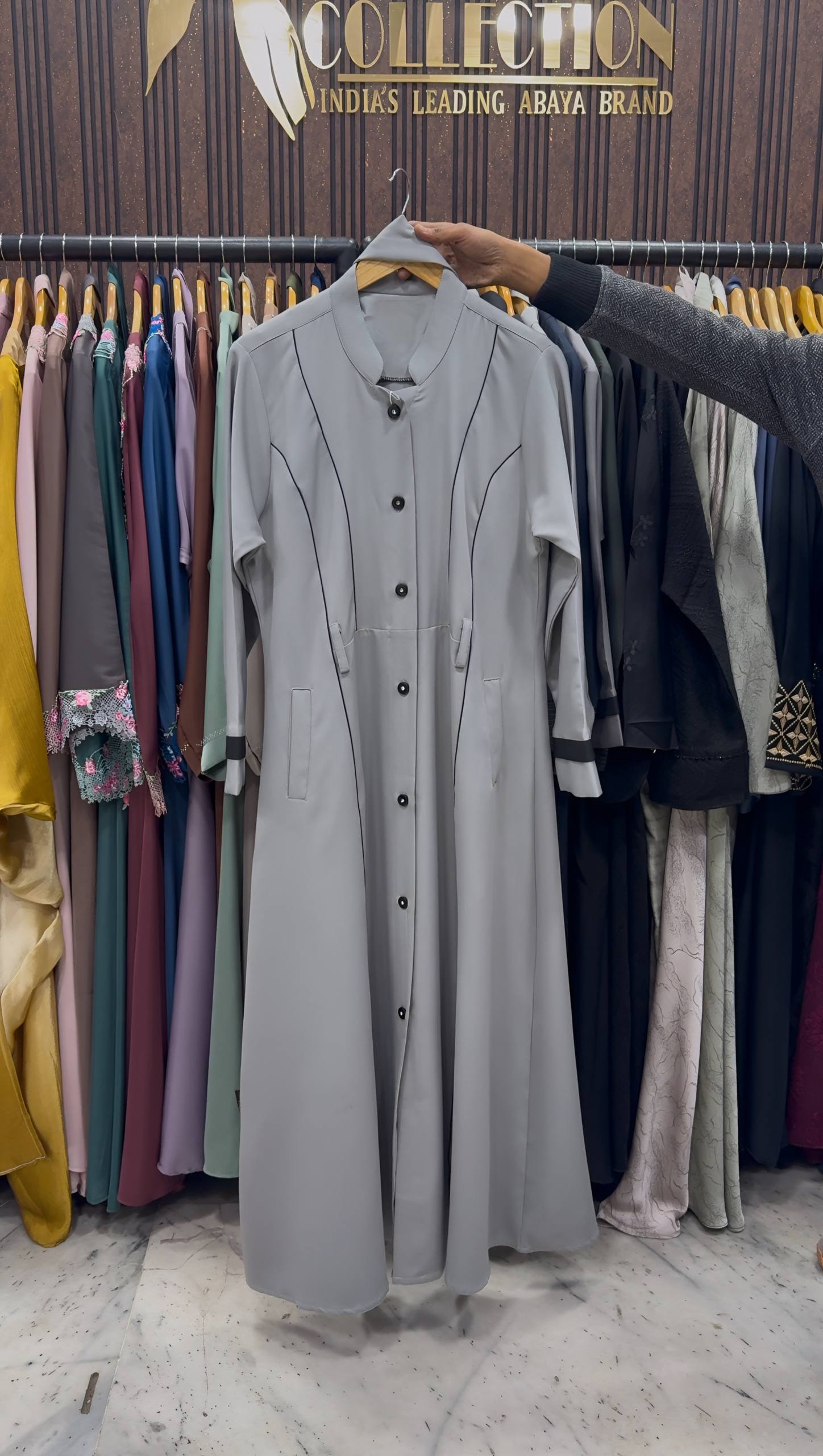 YALINA COAT STYLE ABAYA | L-GRAY