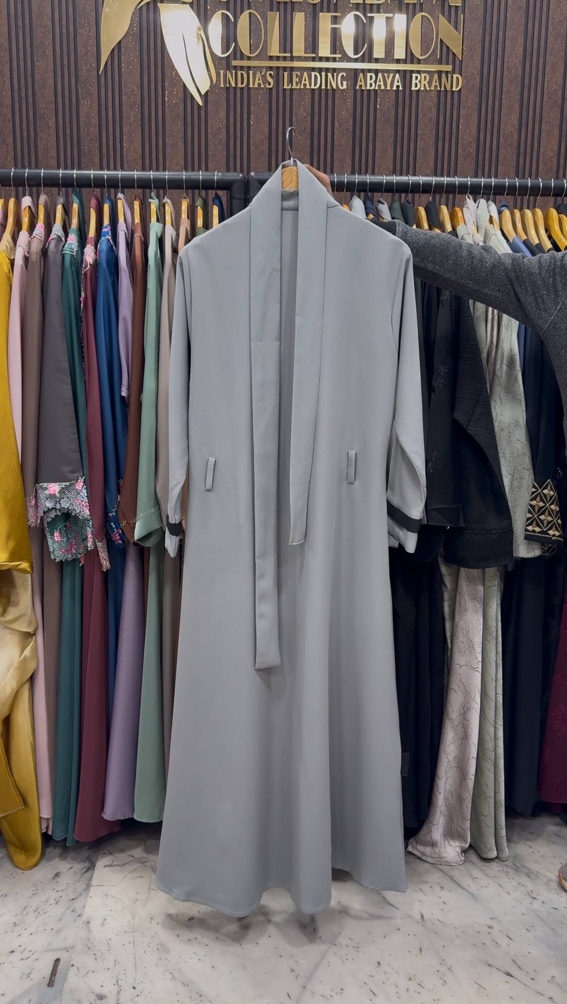 YALINA COAT STYLE ABAYA | L-GRAY