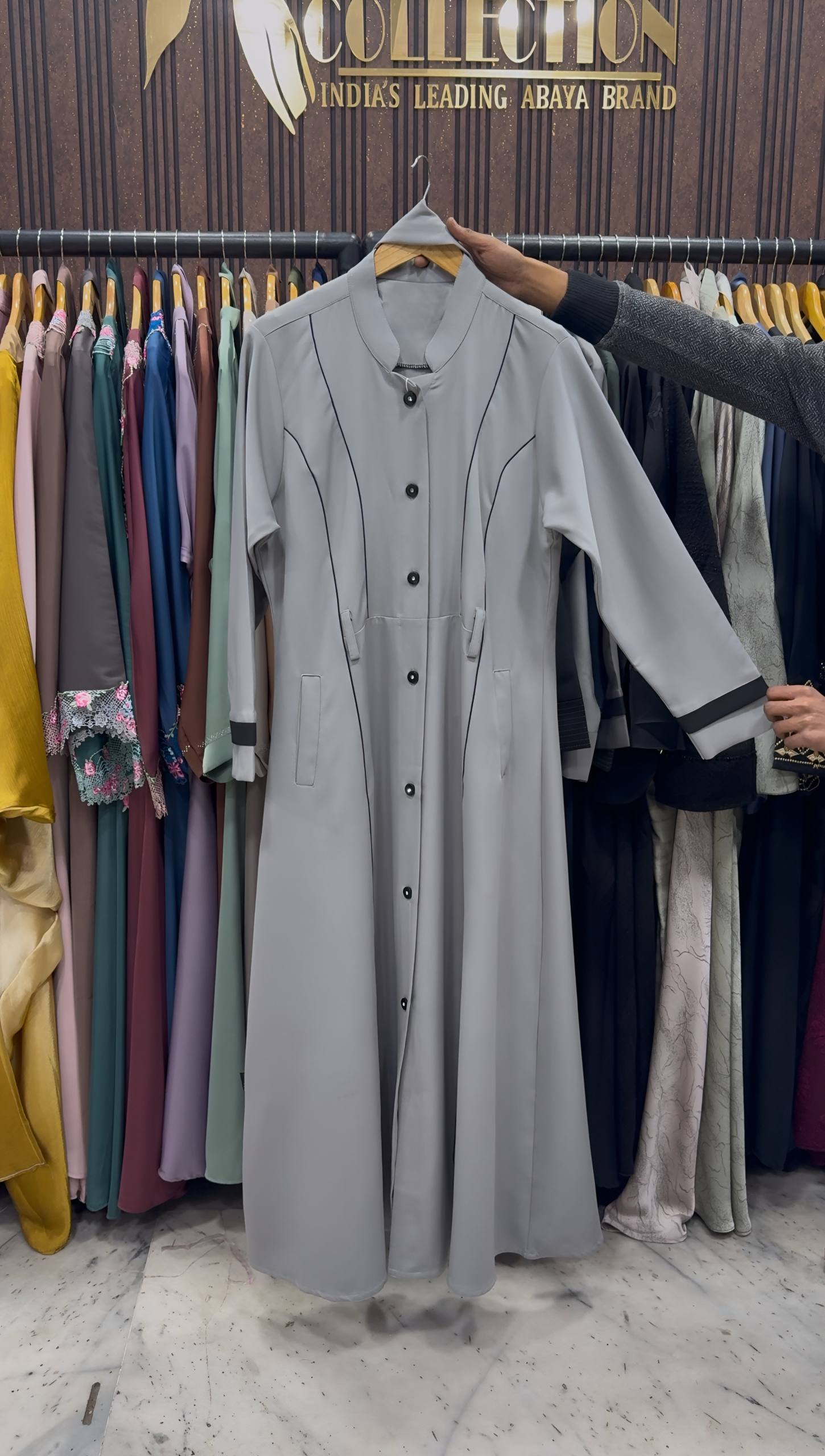 YALINA COAT STYLE ABAYA | L-GRAY