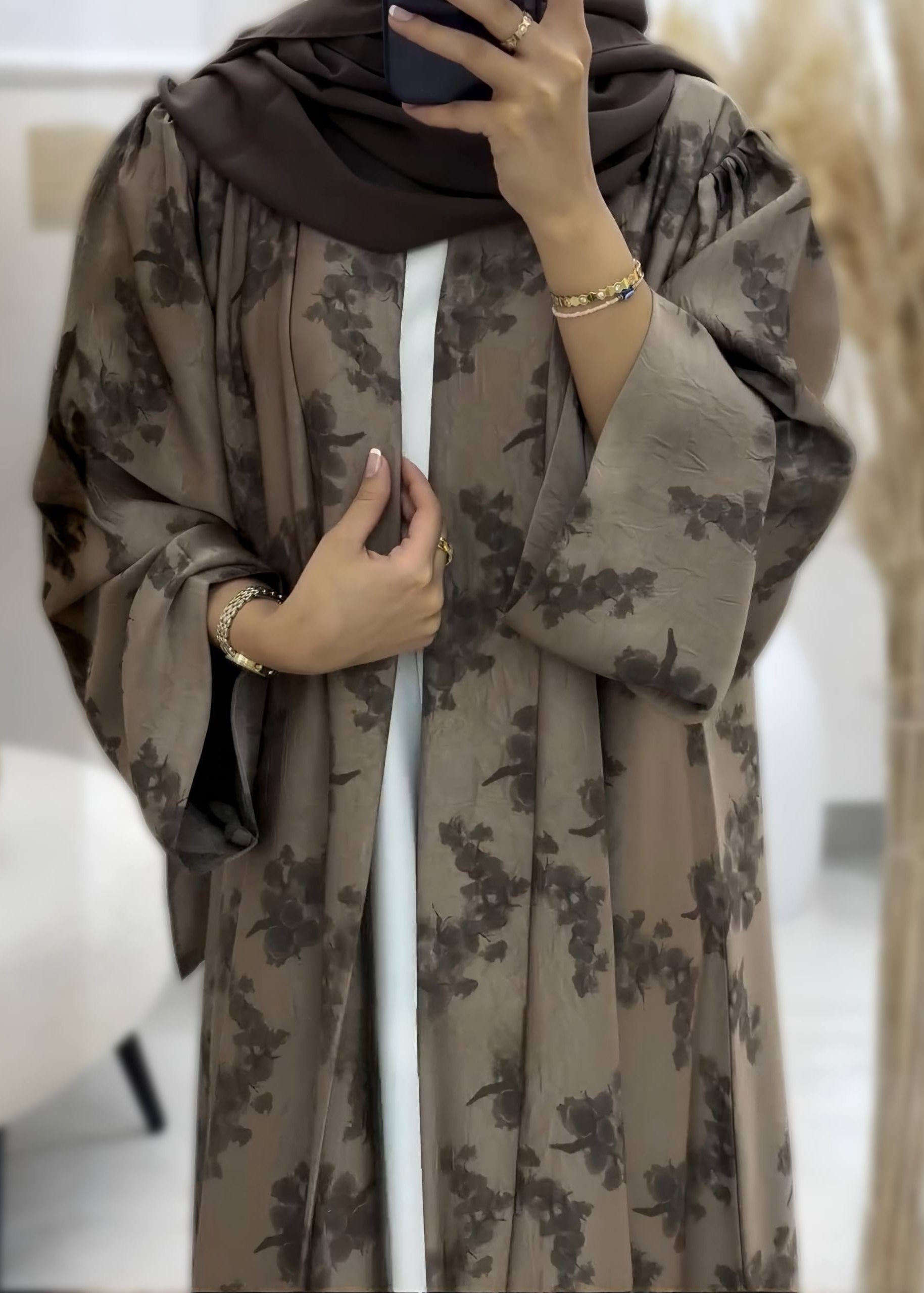 NURA DOUBLE SHRUG ABAYA | GHESTNUT LITE