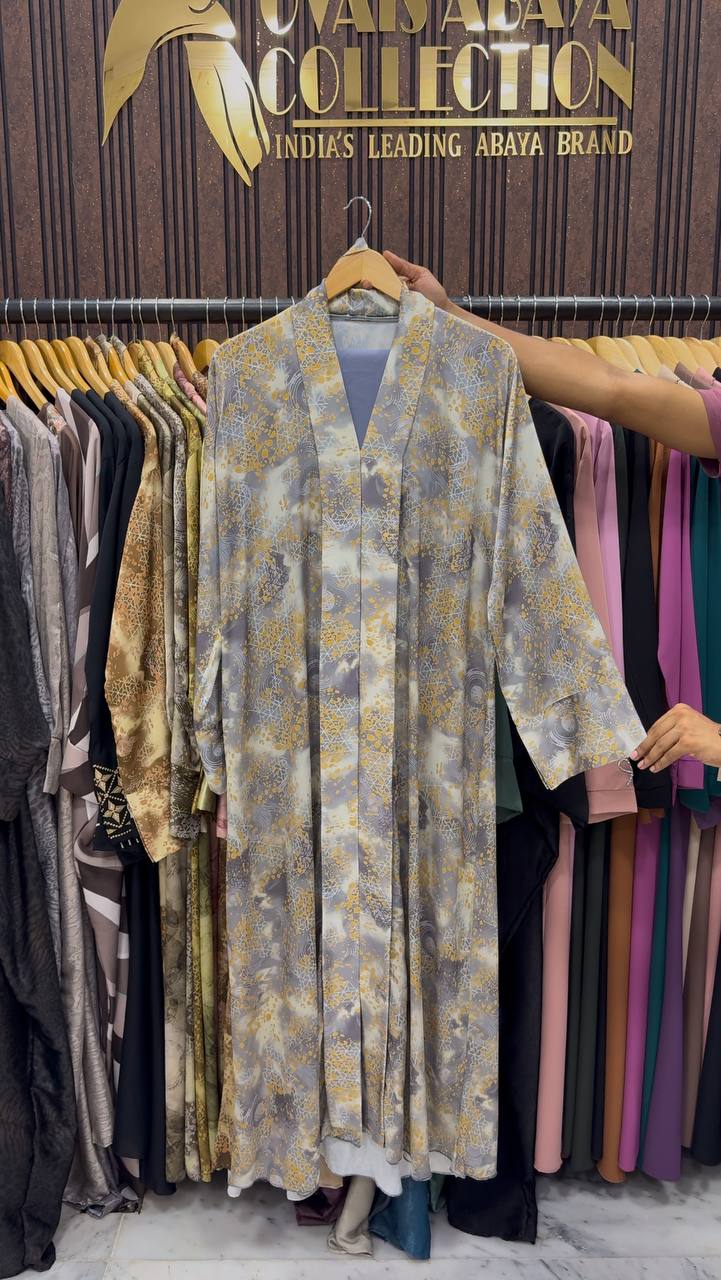 Velora Printed Kimono Abaya | SHADE-07