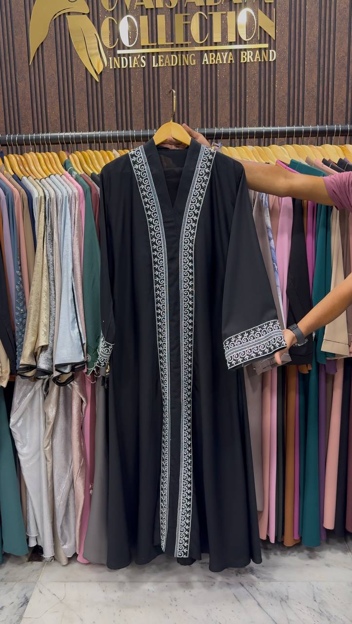 Emira Embroidered Abaya | BLACK