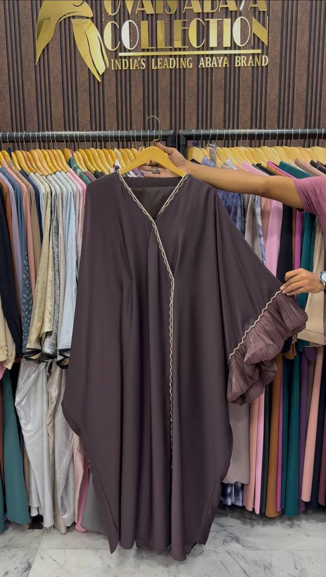 DUA ORGANZA SLEEVE ABAYA | COFFEE