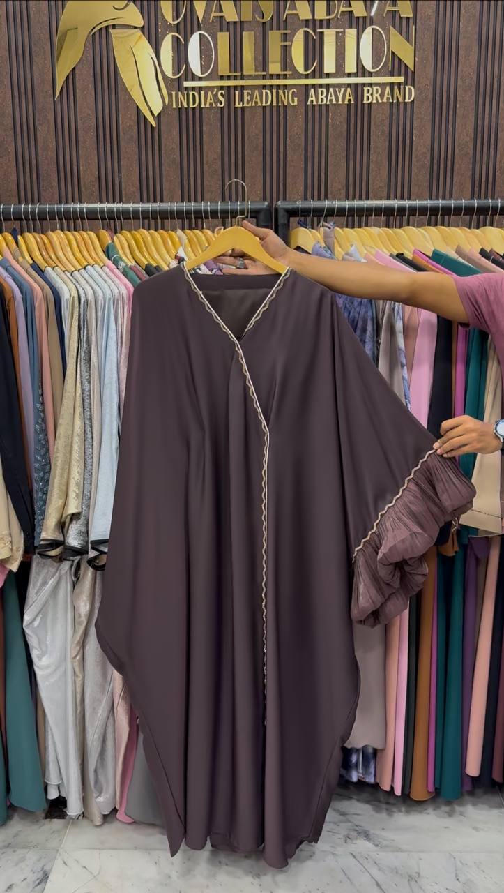 Dua Organza Sleeve Abaya | COFFEE