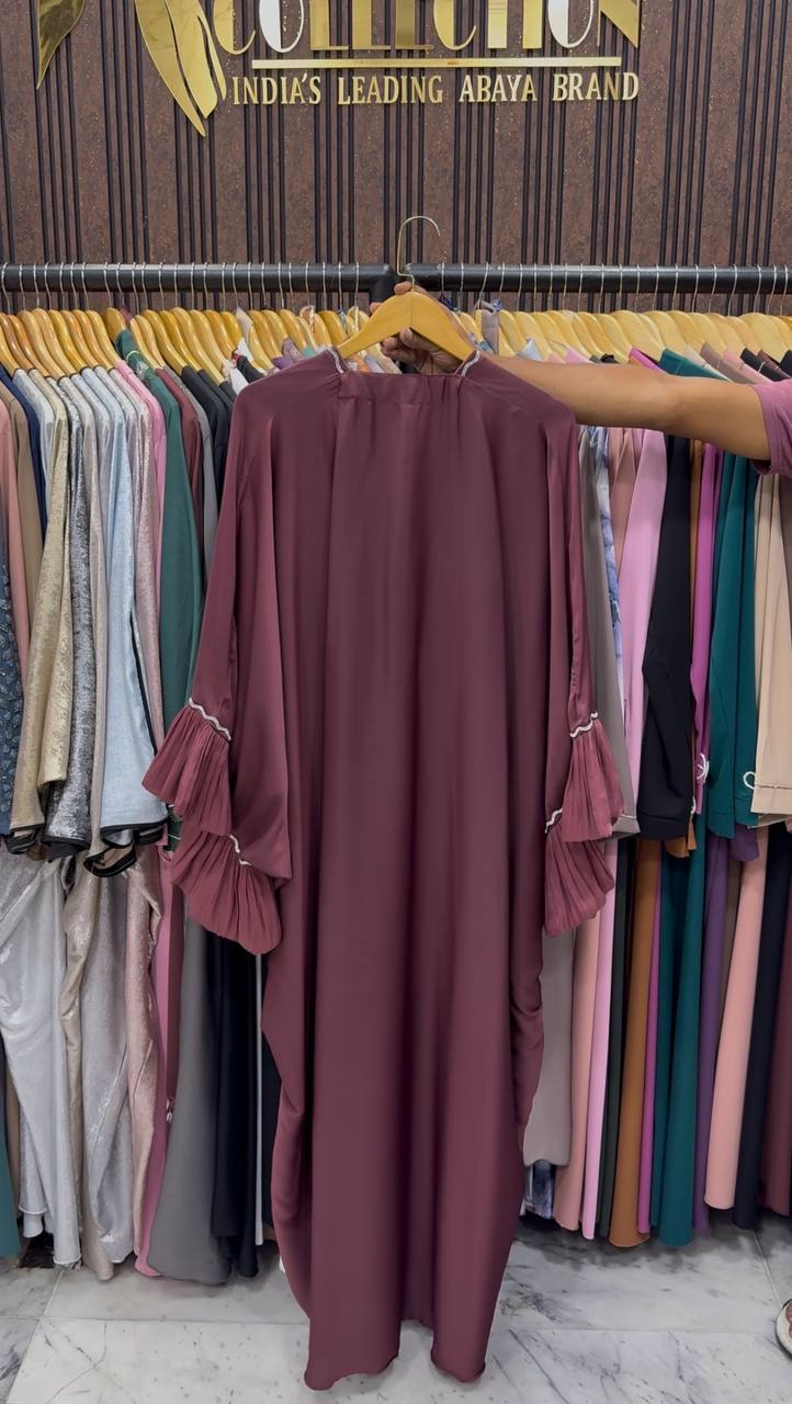 Dua Organza Sleeve Abaya | CHERRY RED
