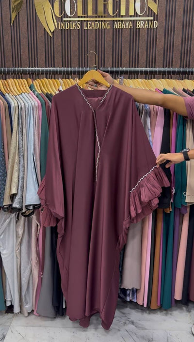 DUA ORGANZA SLEEVE ABAYA | CHERRY RED