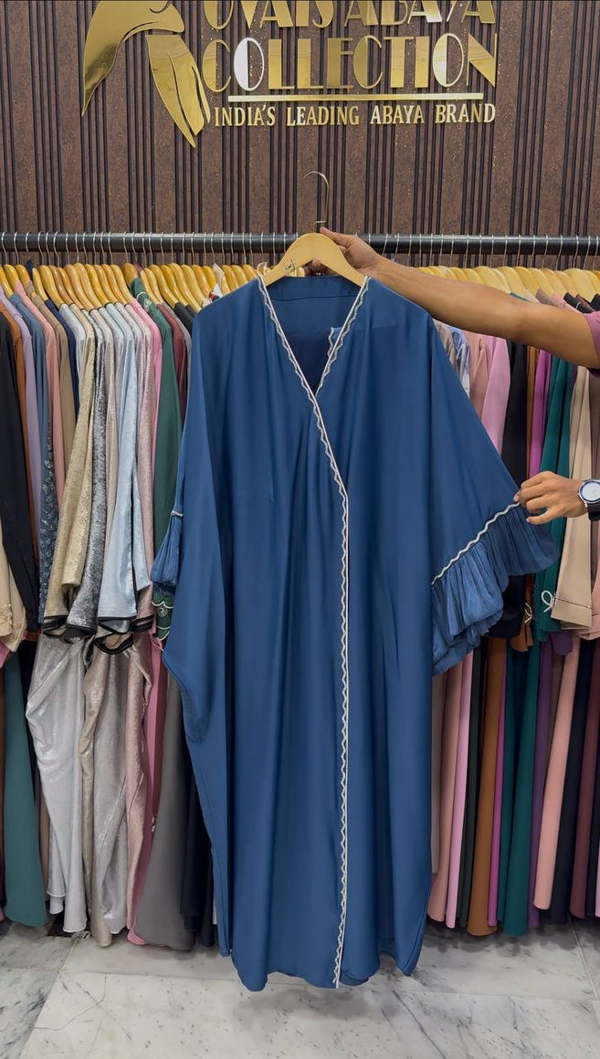 DUA ORGANZA SLEEVE ABAYA | BLUE