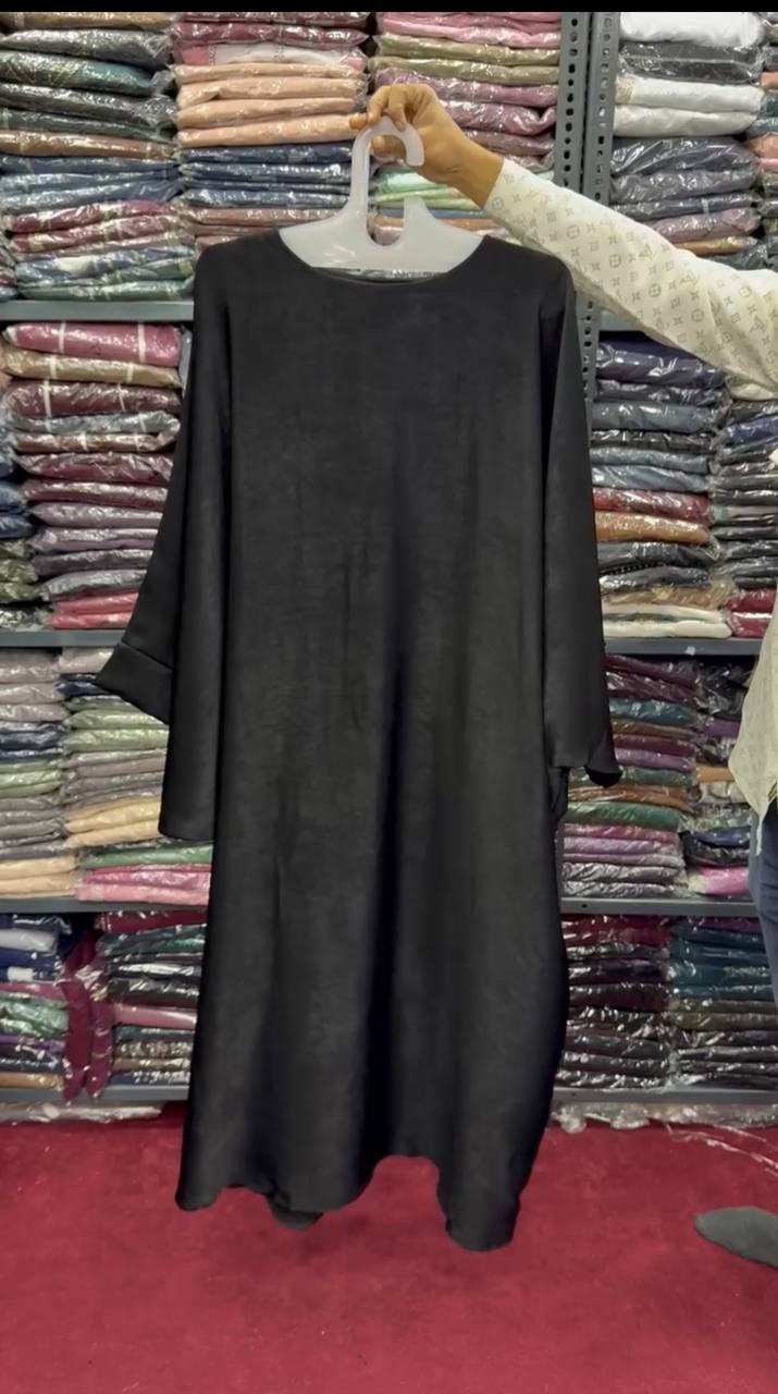 Turkey Velvet Kaftan Broach Abaya ( BLACK )