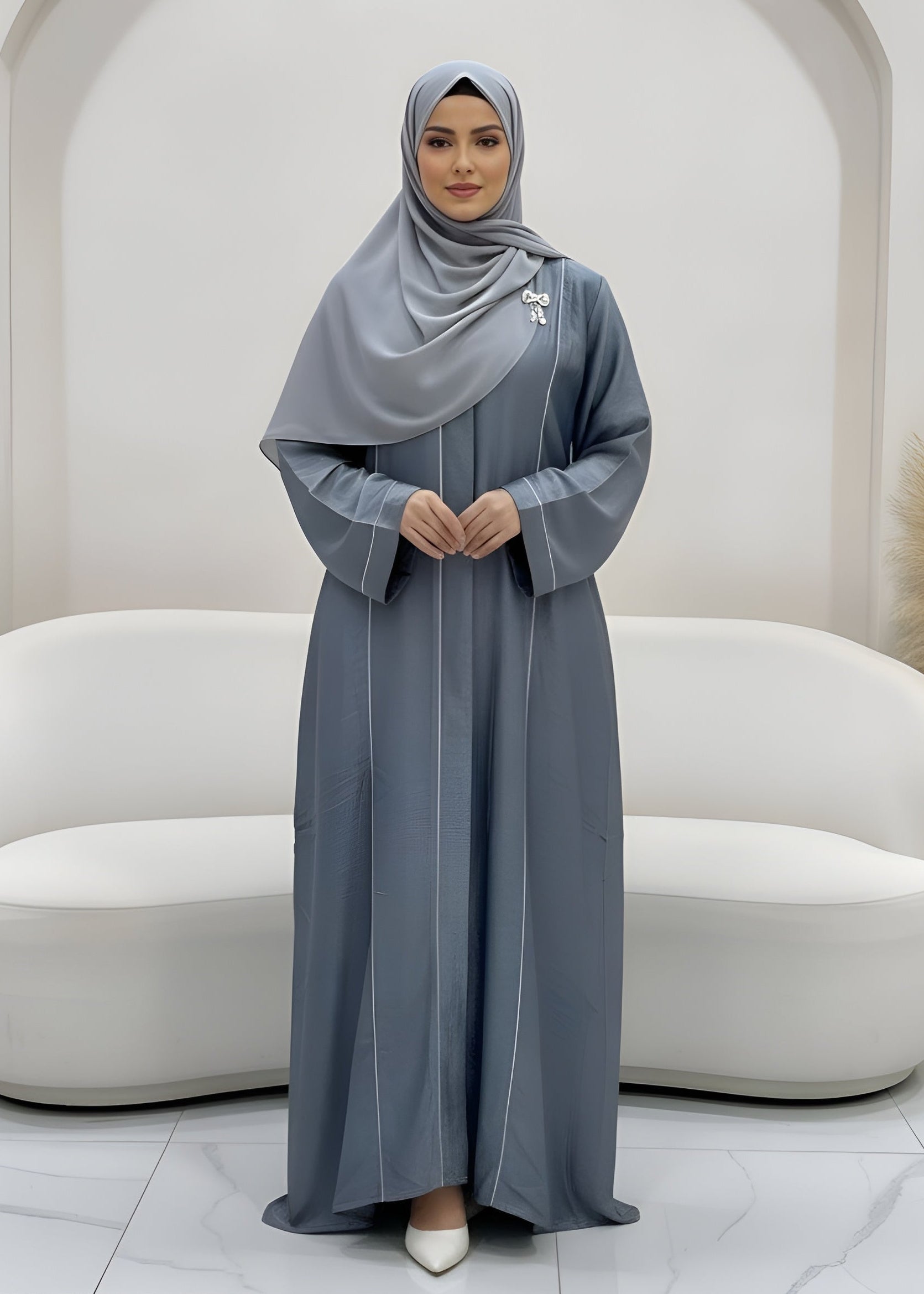 AMARA FRONT OPEN ABAYA | GRAY