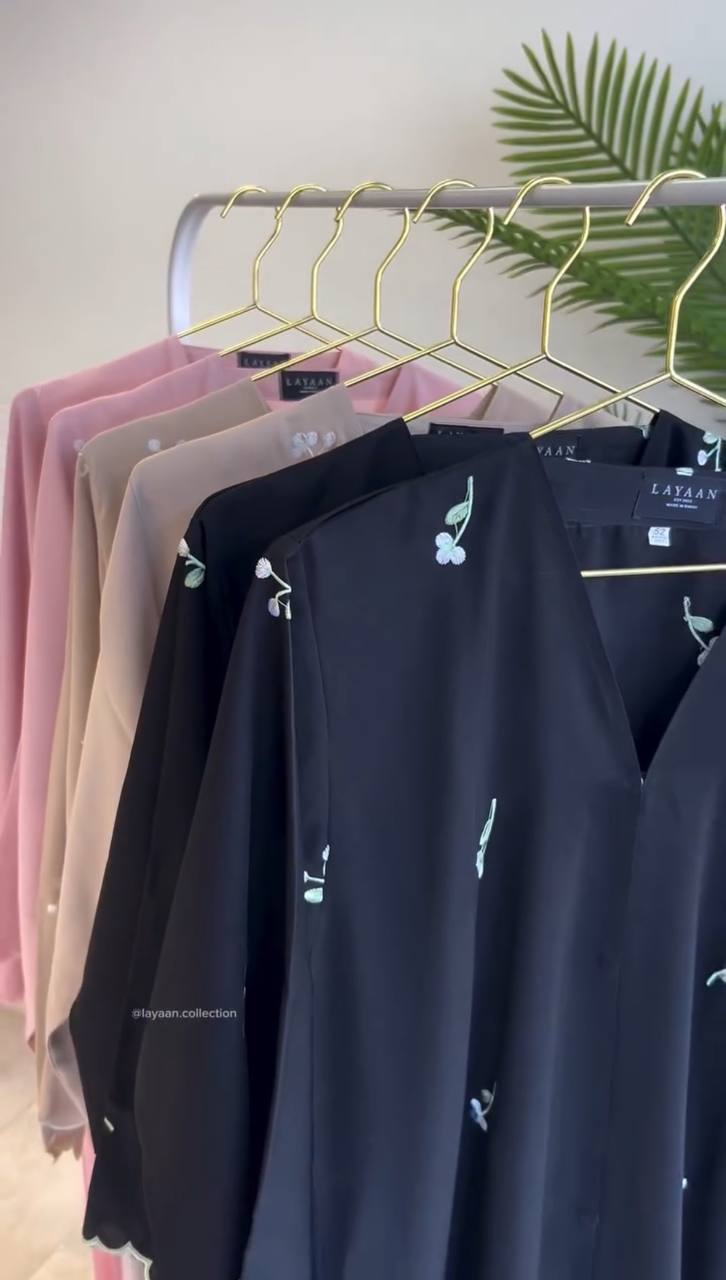 IMAMA FLORAL GRACE ABAYA | BLACK