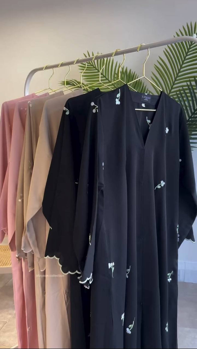 IMAMA FLORAL GRACE ABAYA | BLACK