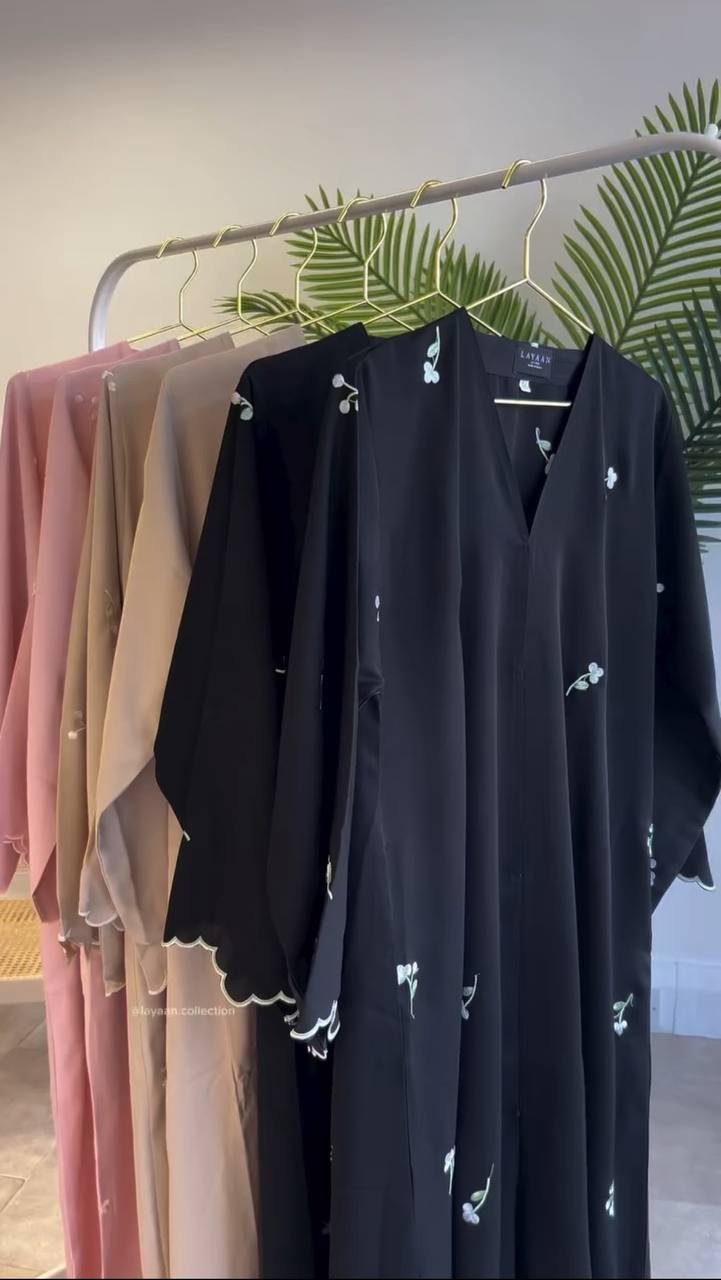 IMAMA FLORAL GRACE ABAYA | BLACK