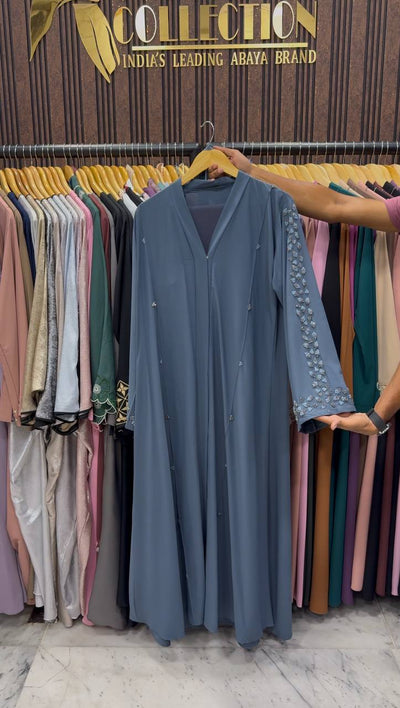 AL-HANA FRONT OPEN ABAYA | GRAY
